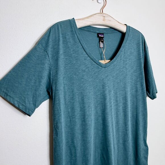NWT Patagonia Women's V-Neck Mainstay Short Sleeve Top Size Small Teal Blue - Picture 5 of 7